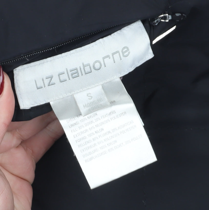 Liz Claiborne Women’s Black Puffer Jacket, Size S, Winter Coat
