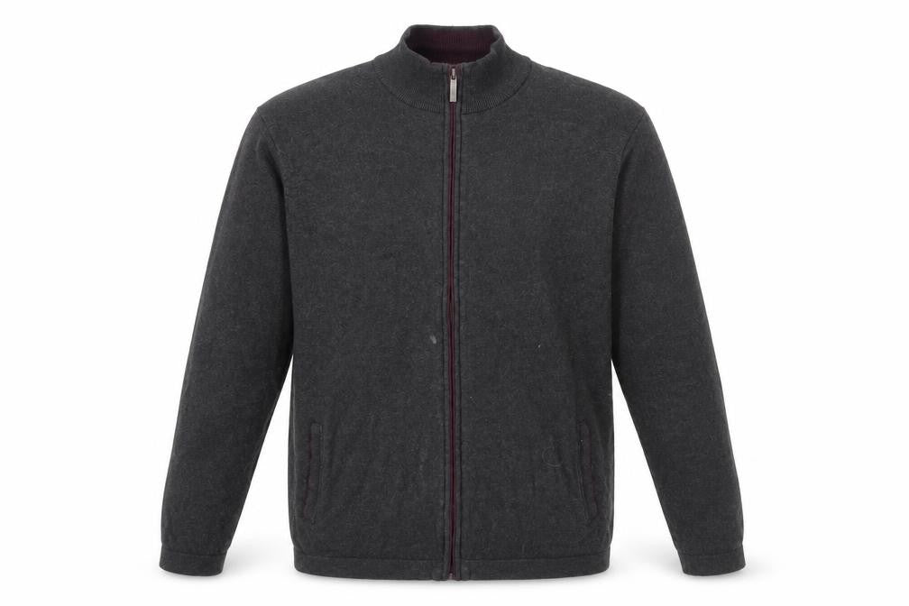 Jeff Banks Men's Black Full Zip Cotton Cashmere Jumper