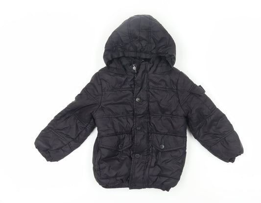 Firetrap Boys Black Puffer Jacket 3-4 Years Hooded Winter