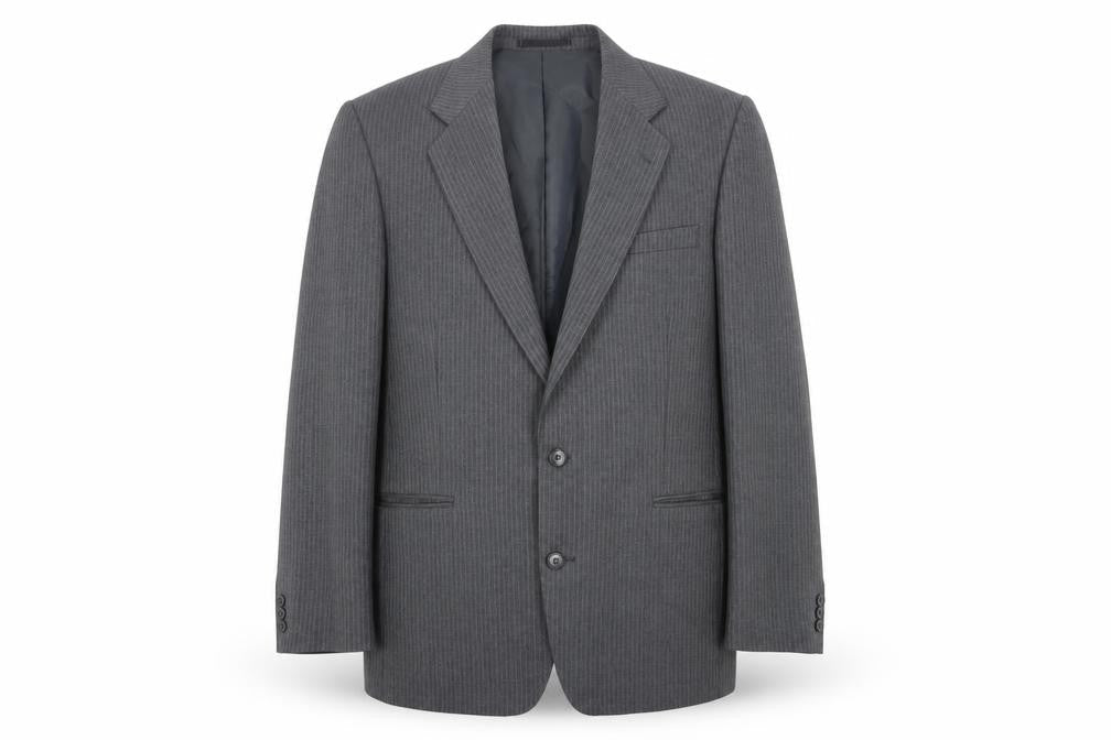 C&A Men's Grey Long Striped Blazer - Size 42L