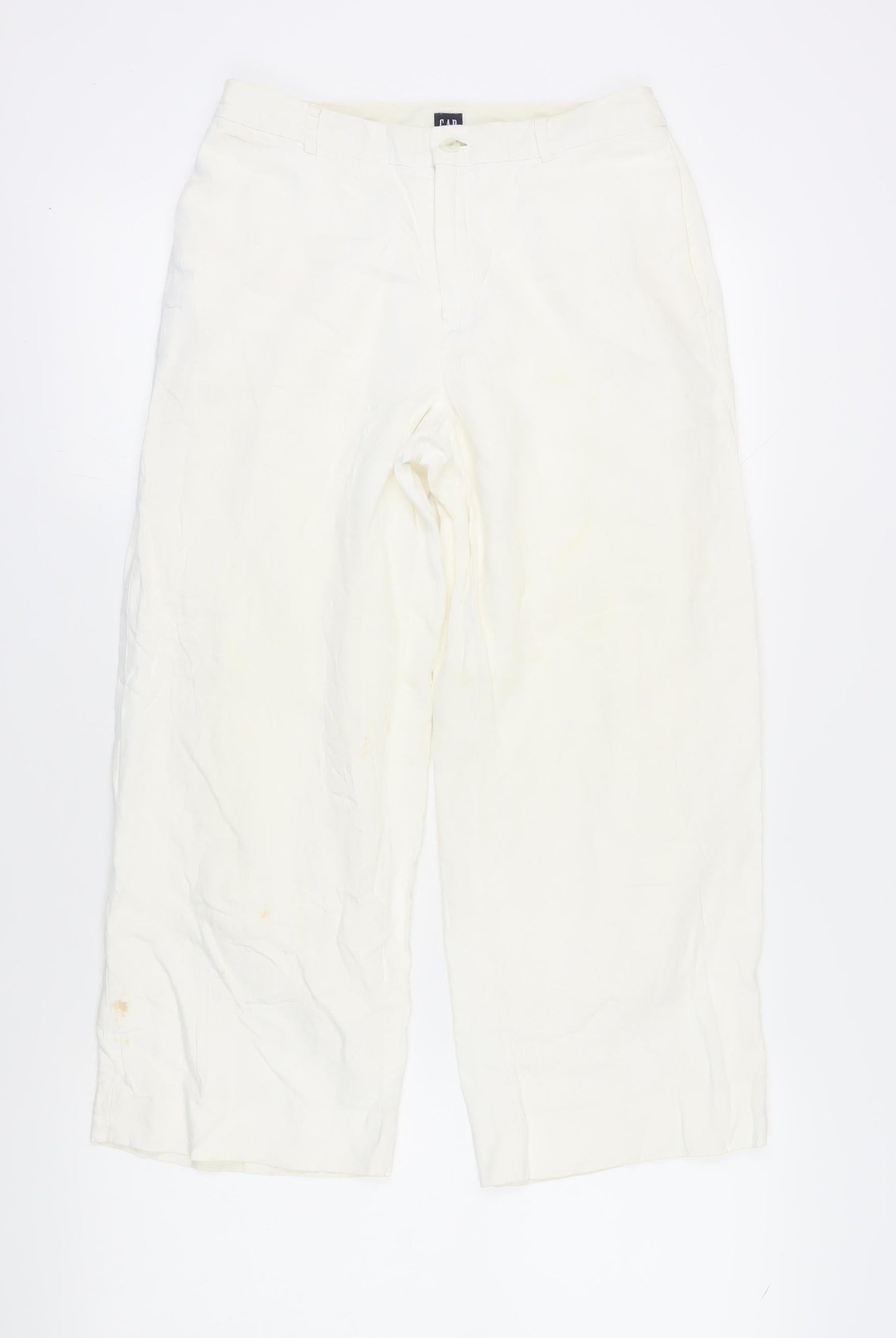 Gap Women's White Linen Wide-Leg Trousers, Size 4