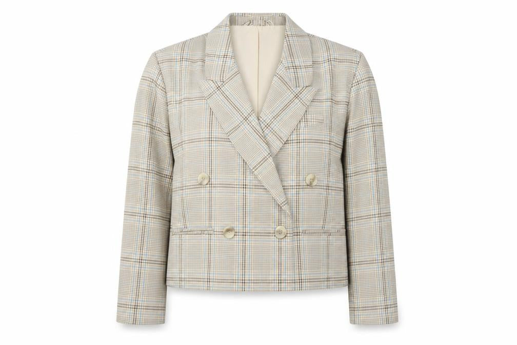Pull&Bear Women's Beige Check Blazer L