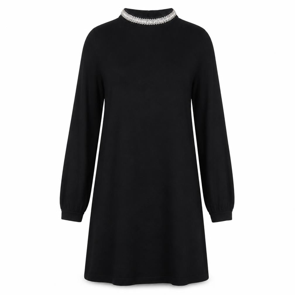 Warehouse Women's Black Beaded Shift Dress, Size 14