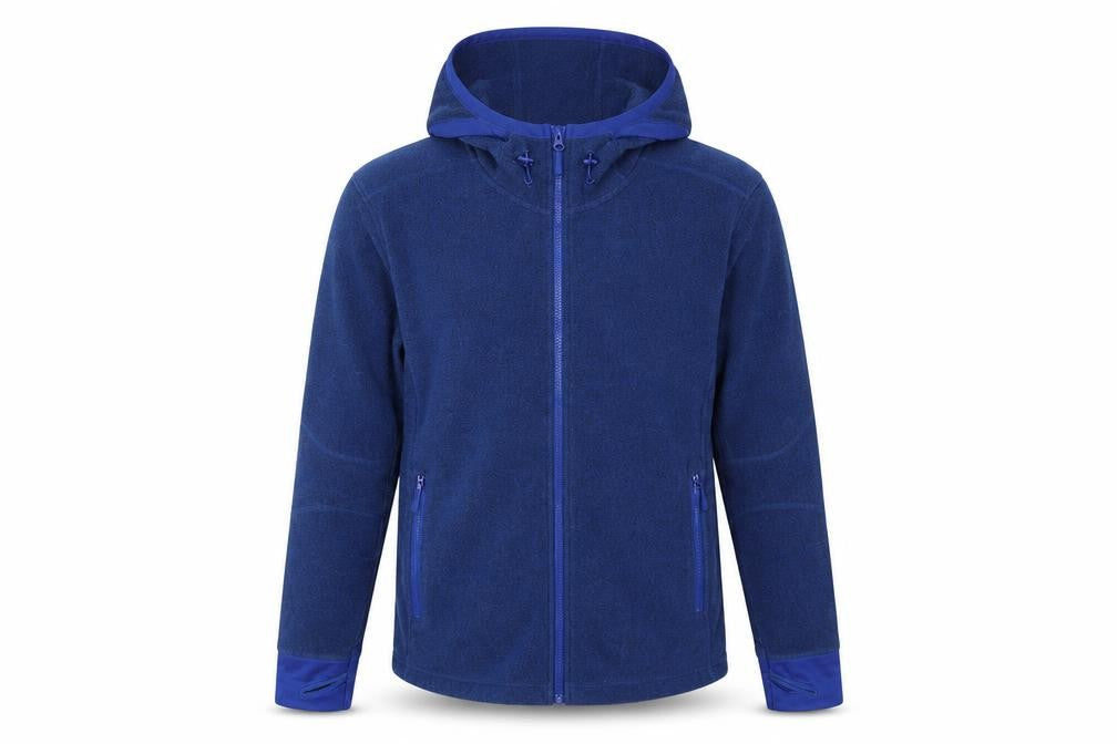 H&M Men's Blue Hooded Fleece Jacket, Size M