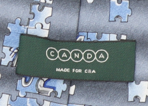 C&A Men's Blue Silk Geometric Tie - One Size