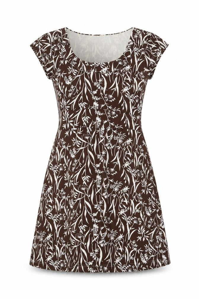 Brora Women's Brown Floral A-Line Dress, Size 8