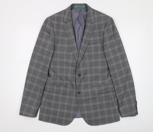 Burton Menswear Grey Check Slim Fit Blazer, 38R