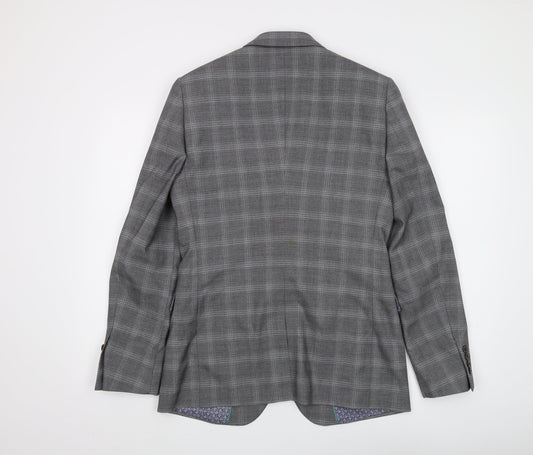 Burton Menswear Grey Check Slim Fit Blazer, 38R