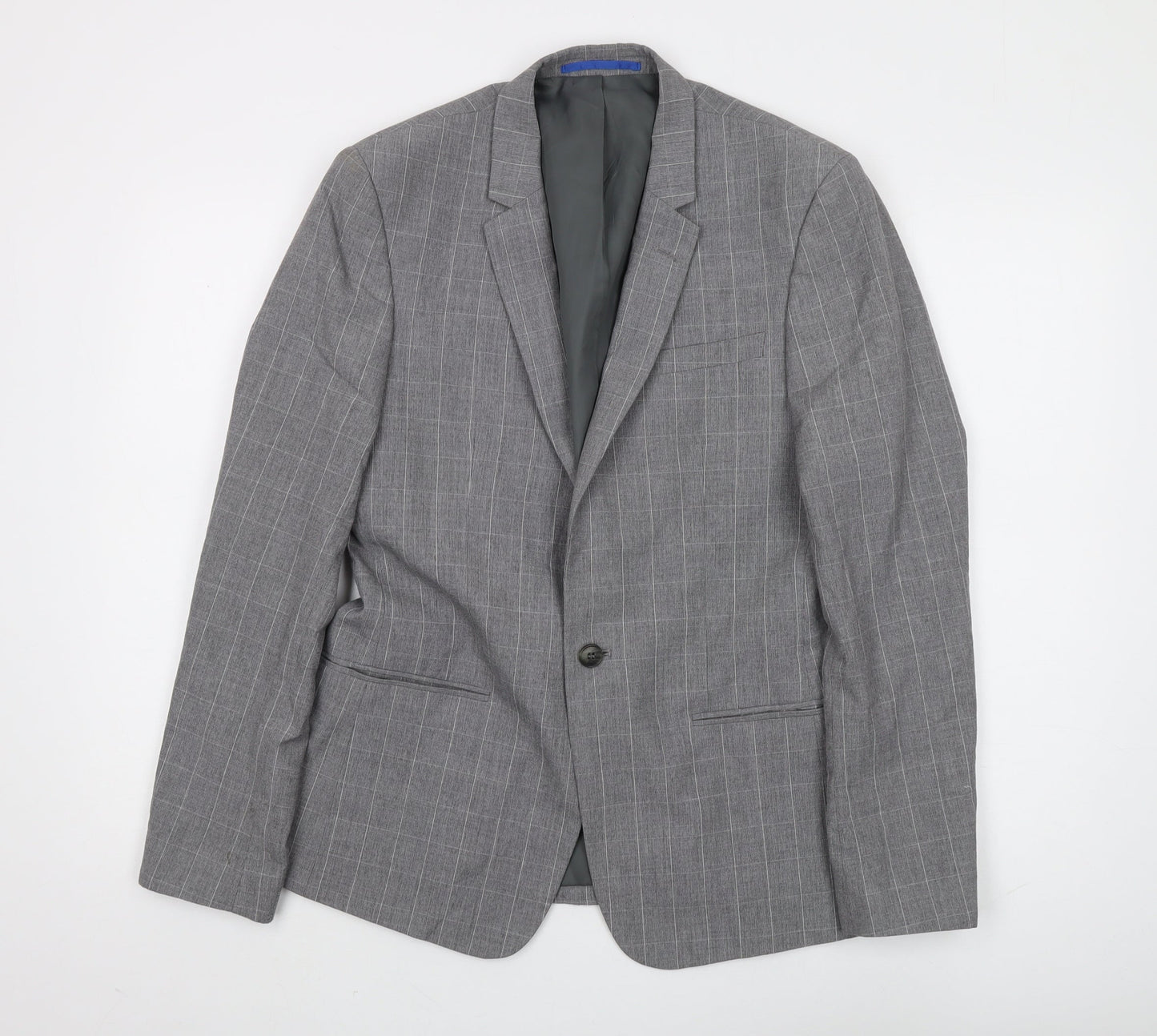 River Island Men's Grey Check Suit Jacket 38R