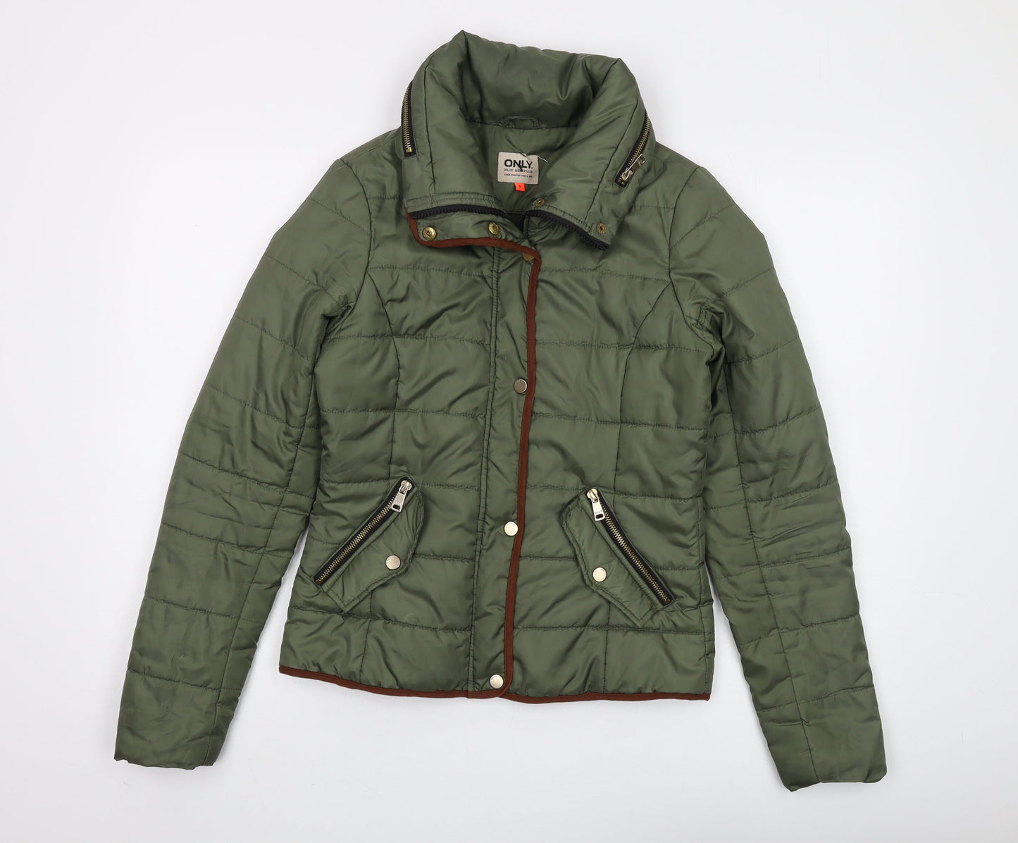 Only Women's Green Puffer Jacket, Size S, Casual Style