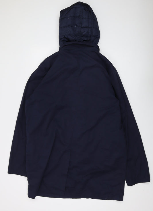 Bellfield Men's Blue Hooded Rain Coat Jacket L
