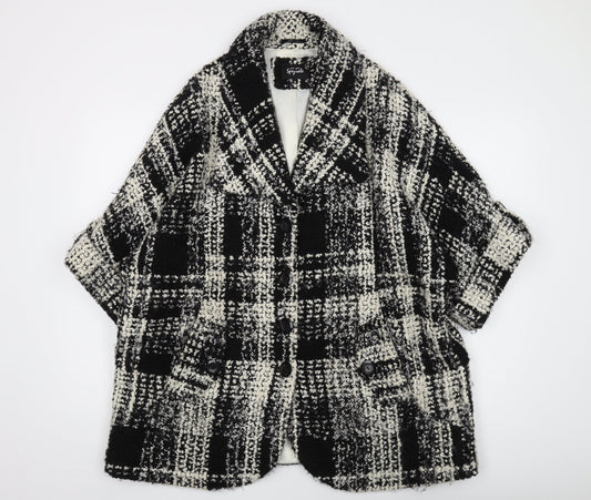 Per Una Women's Black Check Mid-Length Overcoat