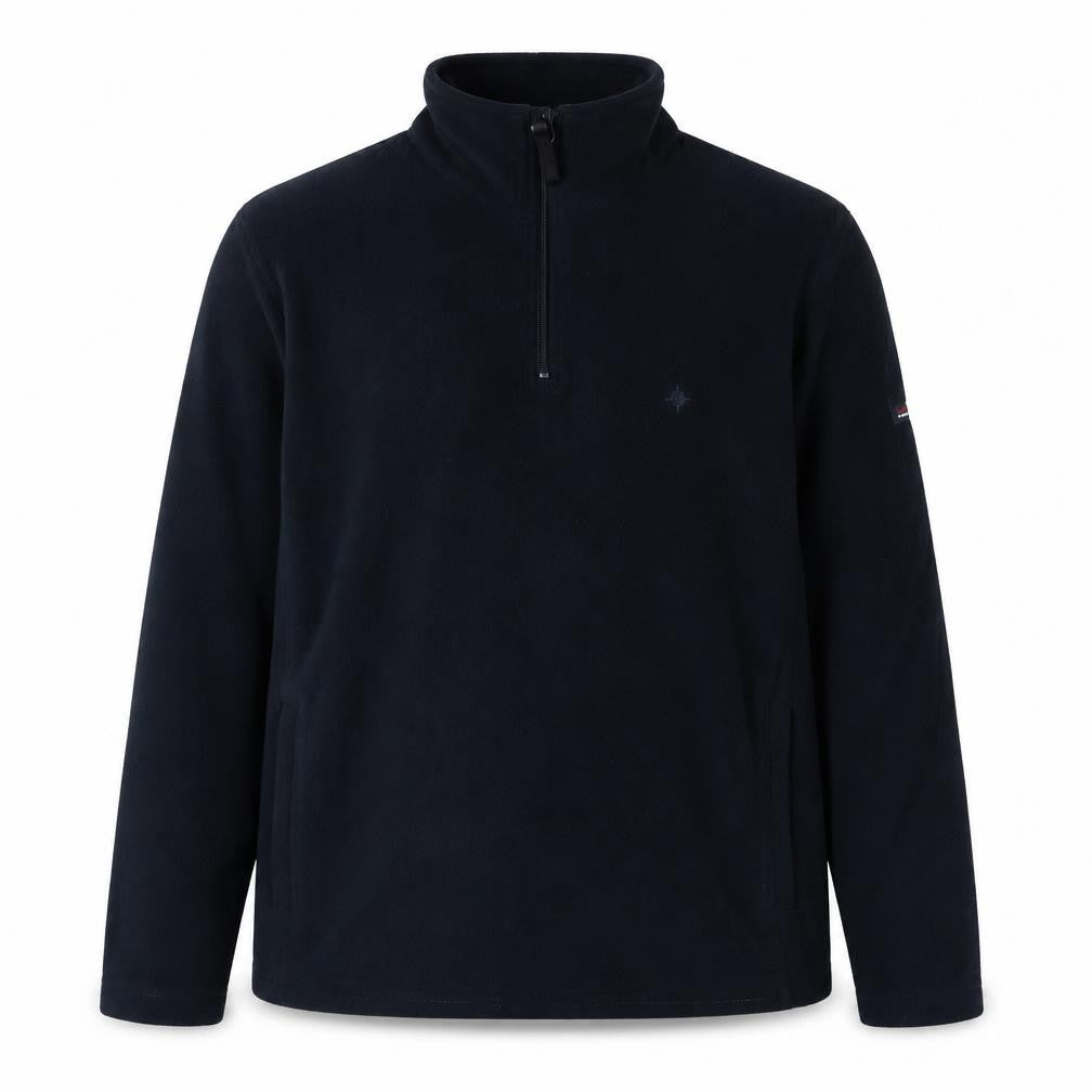 Front view of Maine New England Men's Black 1/2 Zip Sweatshirt, size S