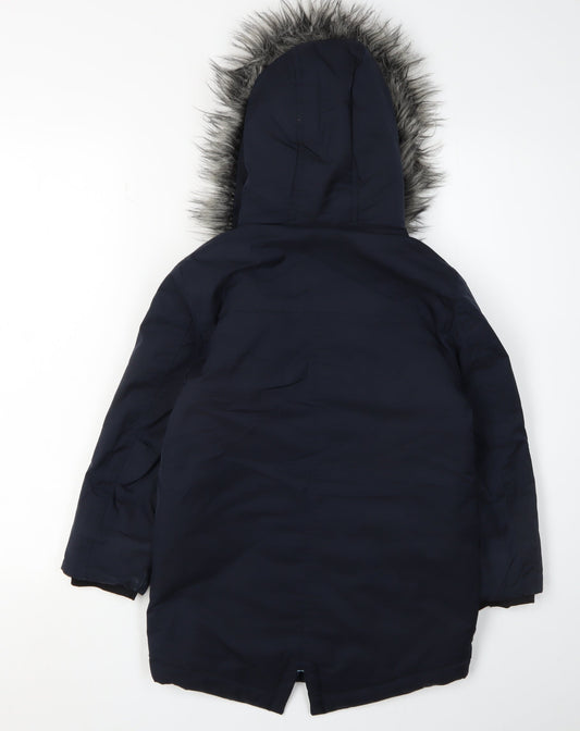 Lola & Maverick Girls Blue Hooded Parka Coat Size 7 Years
