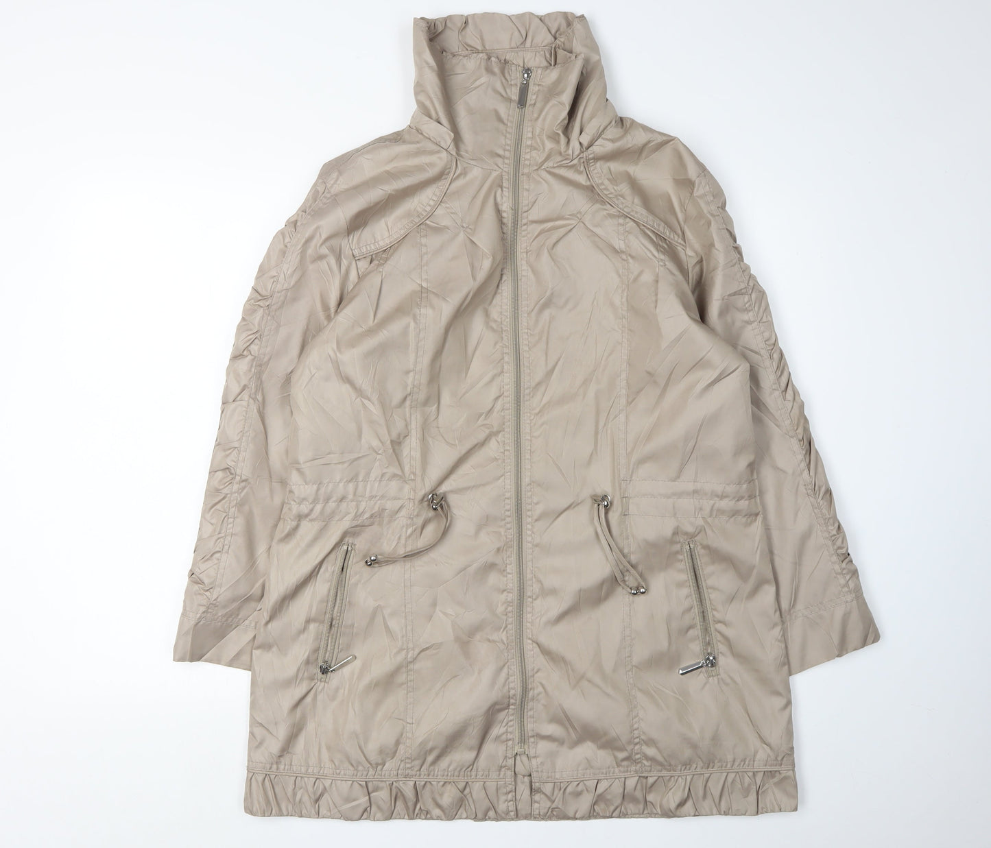 Tagg Women's Beige Long Jacket with Full Zip Size 1