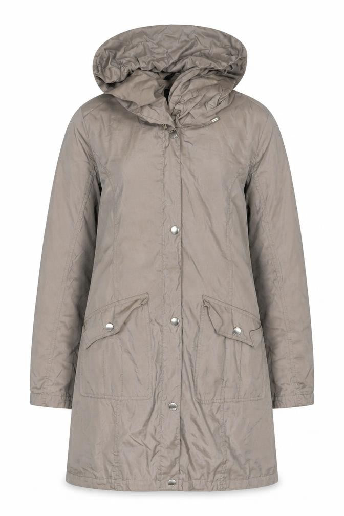 Utex Women's Beige Parka Coat S Hooded Casual