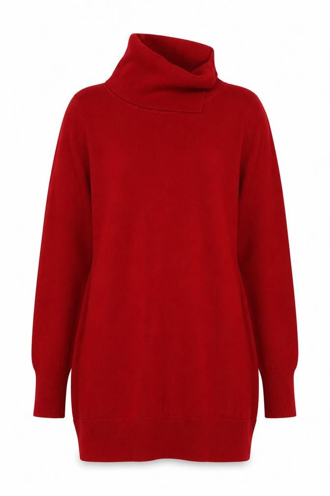 Marks and Spencer Women's Red Roll Neck Tunic Jumper Size 8