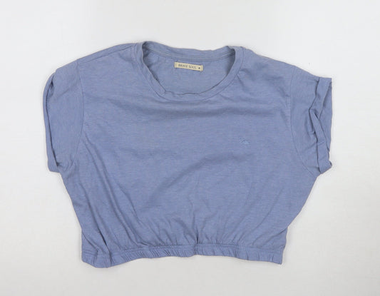 Brave Soul Women's Blue Cropped T-Shirt, M, Casual Style