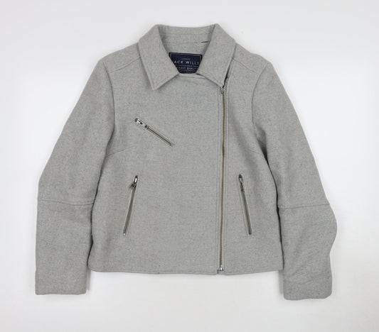 Jack Wills Women's Grey Motorcycle Jacket, Size 8