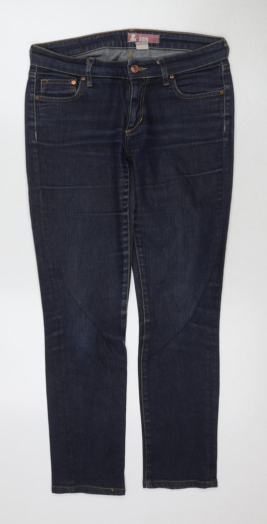 SQIN Women's Slim Fit Dark Blue Denim Jeans Size 1