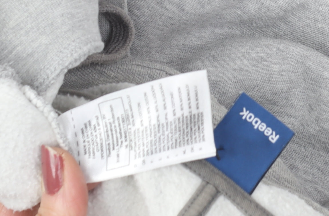 Reebok Men's Grey Pullover Hoodie M with Logo Graphic
