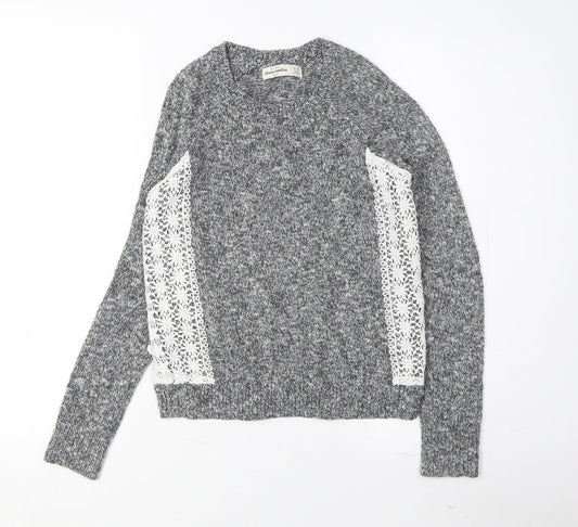 Abercrombie Women's Grey Lace Knit Pullover Jumper L