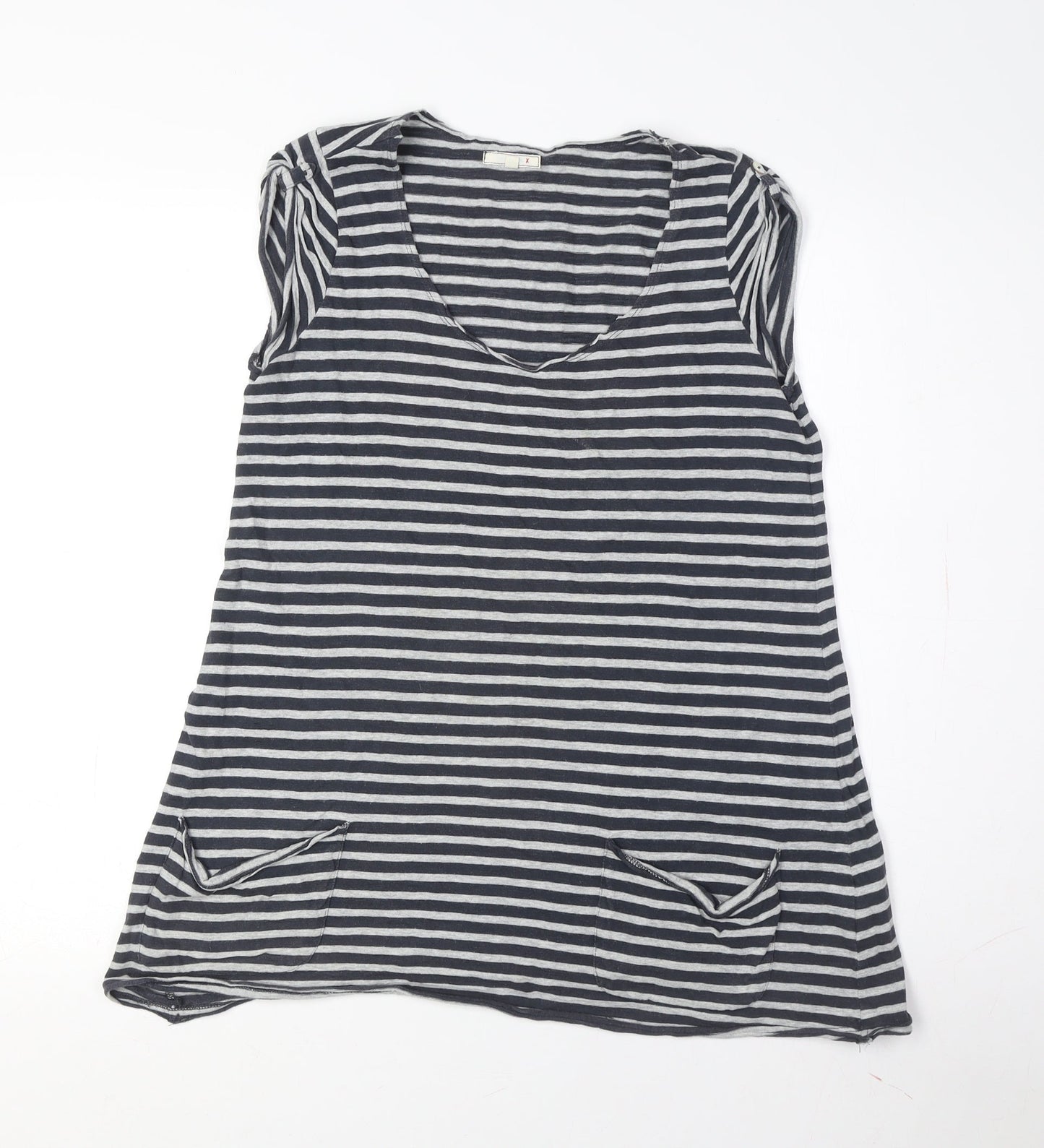 Womens UK Size XS White Stuff Black Cotton T-Shirt
