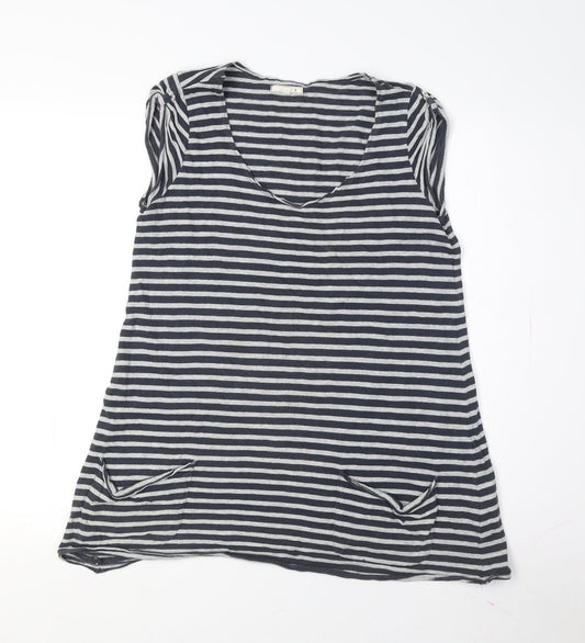 White Stuff Women's Black Striped Sleeveless T-Shirt XS