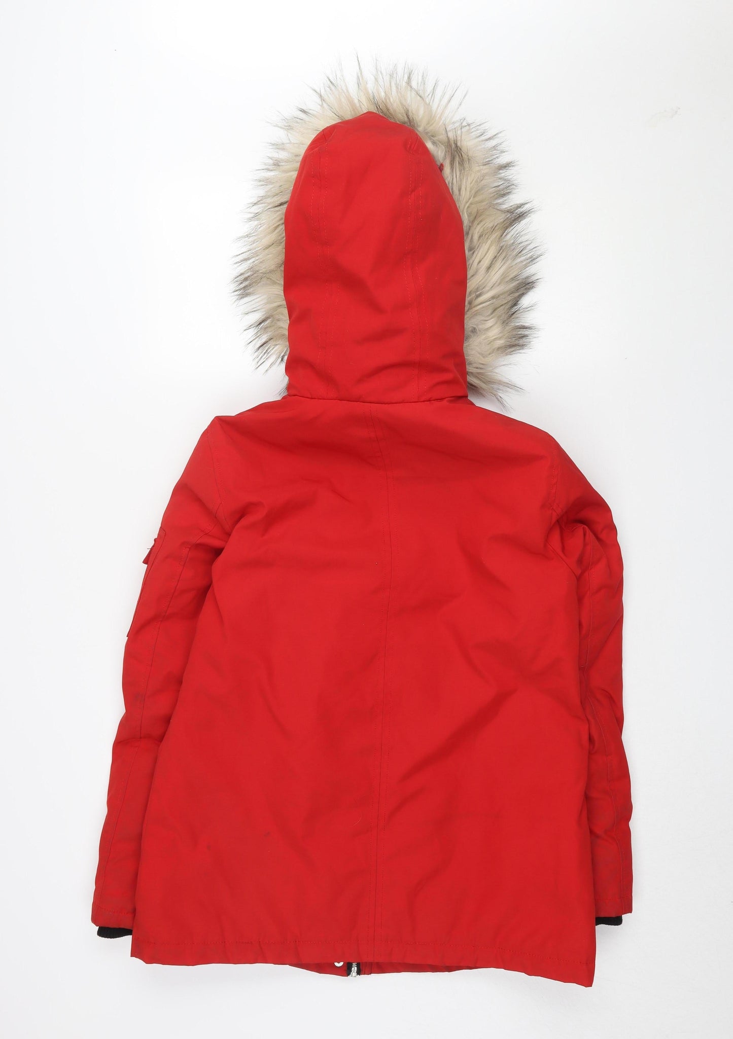 New Look Women's Red Parka Jacket Size 8 with Hood