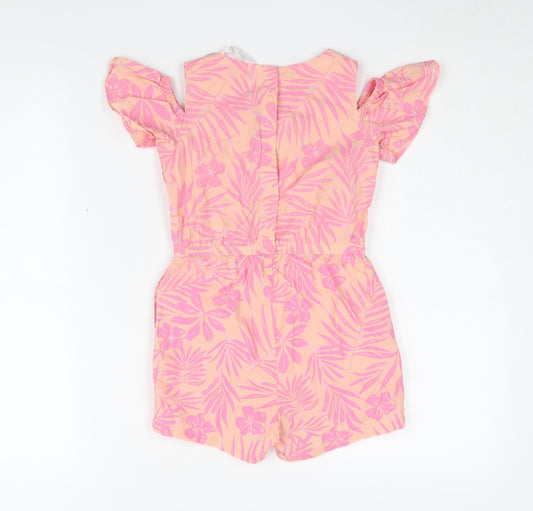 H&M Girls Floral Pink Playsuit - Size 5-6 Yrs