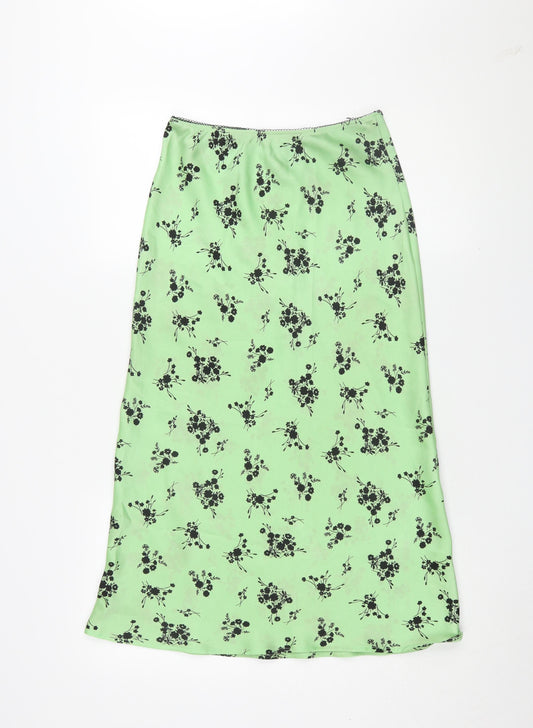 Topshop Women's Green Midi Floral Skirt Size 6