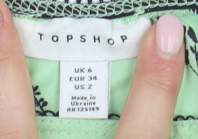 Topshop Women's Green Midi Floral Skirt Size 6