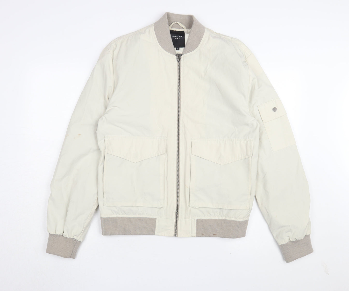 New Look Men's Ivory Bomber Jacket XS Classic Fit