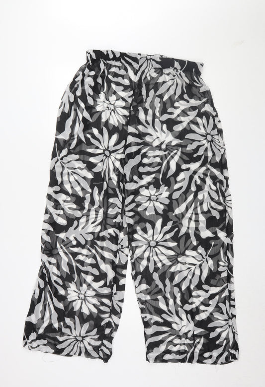 Topshop Women's Black Floral Wide-Leg Trousers