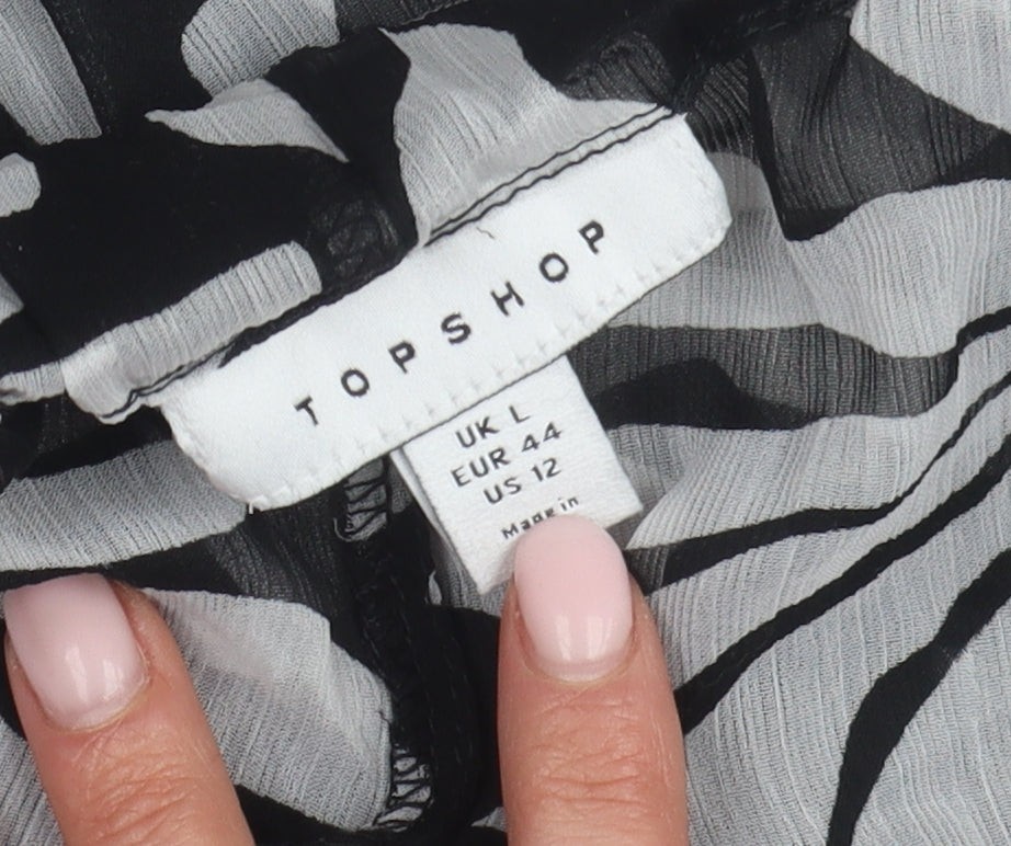 Topshop Women's Black Floral Wide-Leg Trousers