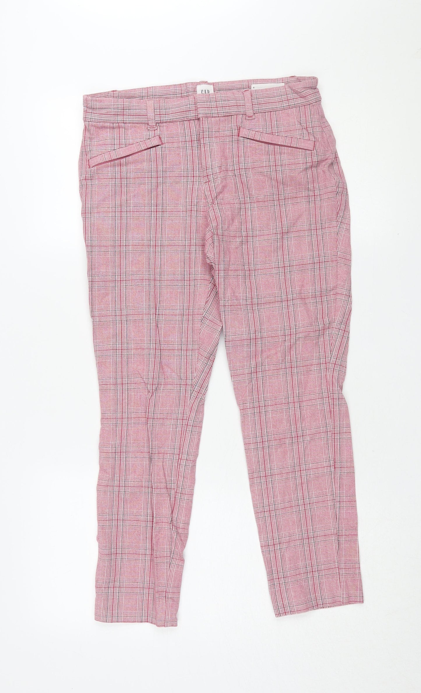 Gap Women's Pink Plaid Ankle Trousers Size 6