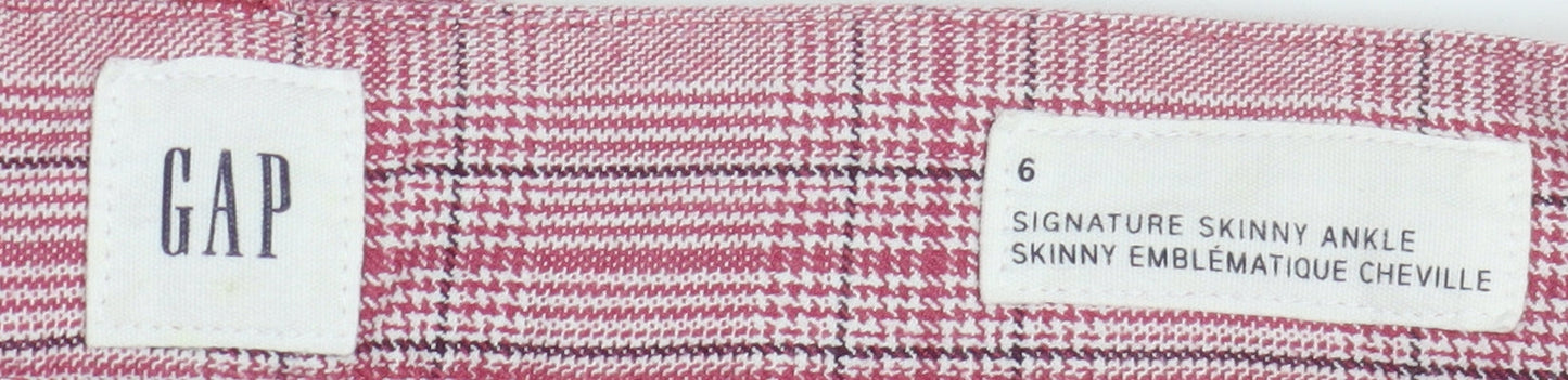 Gap Women's Pink Plaid Ankle Trousers Size 6