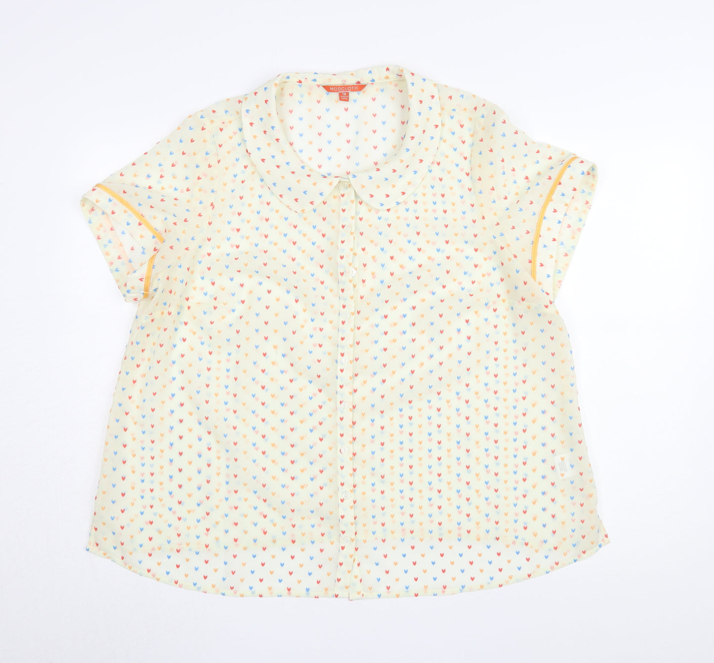 ModCloth Women's Ivory Geometric Blouse 18 Plus