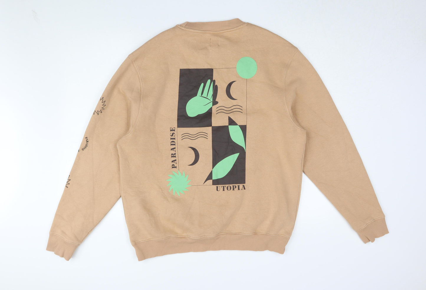 River Island Men's Beige Graphic Print Sweatshirt M