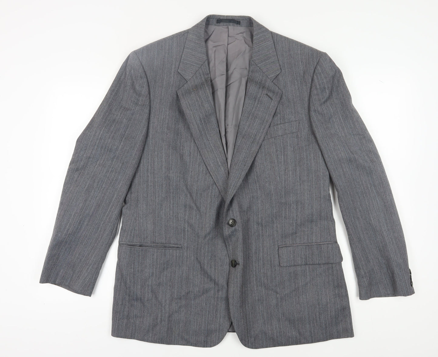 St Michael Men's Grey Striped Blazer, Size 44R, Classic Style
