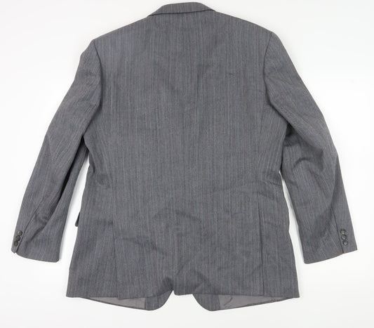 St Michael Men's Grey Striped Blazer, Size 44R, Classic Style