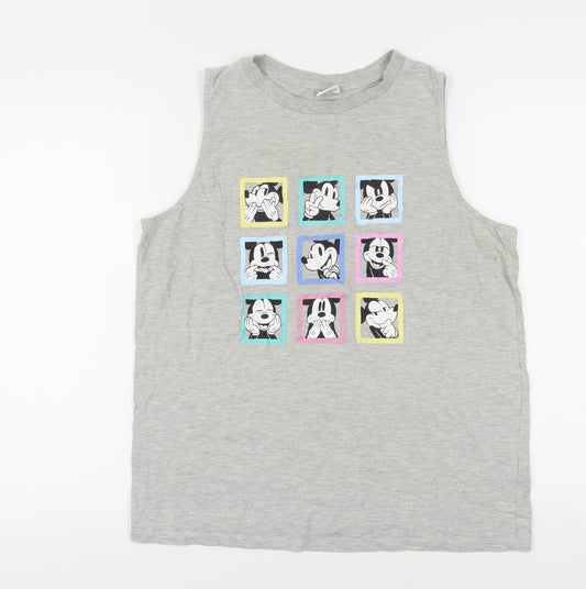 Disney Grey Cartoon Tank Top - Size 16 Unisex Sleek Casual