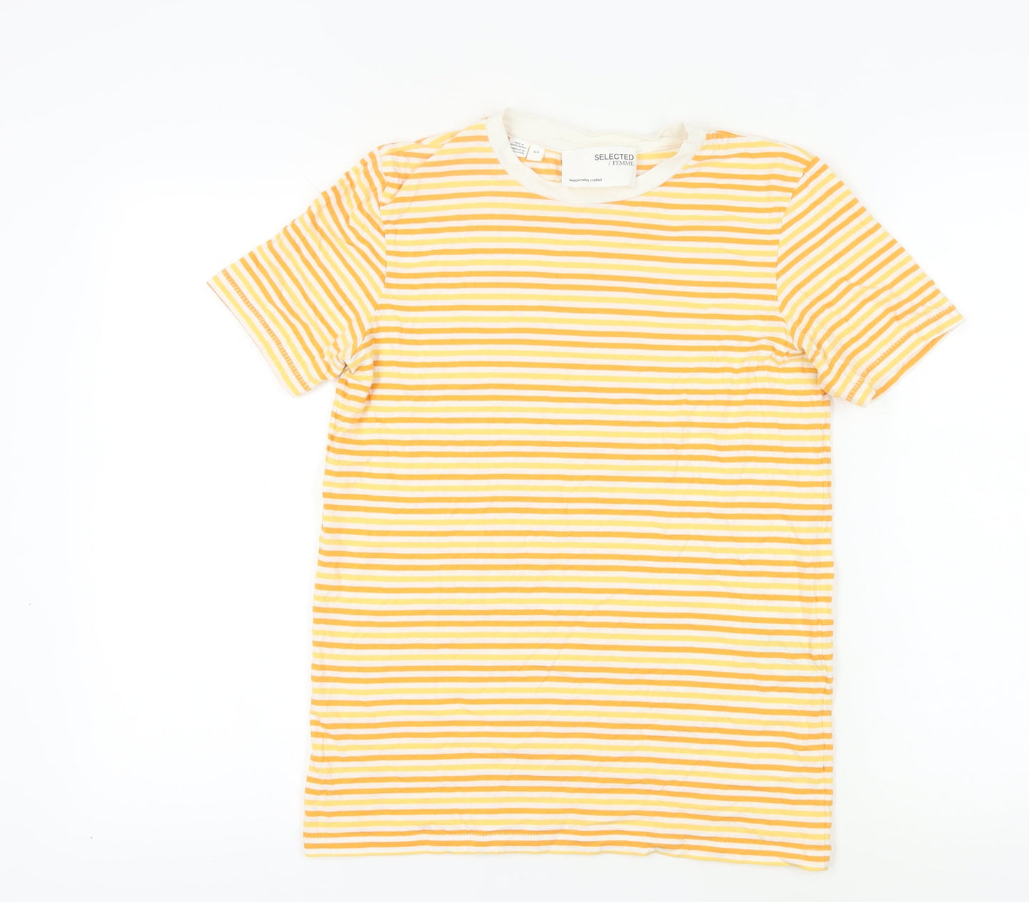 Selected Femme Women's Yellow Striped T-Shirt S