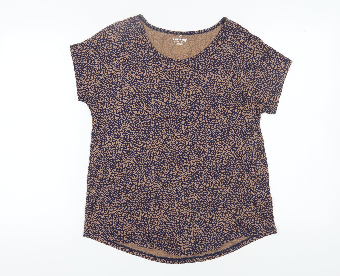 Lands' End Women's Brown Animal Print T-Shirt M