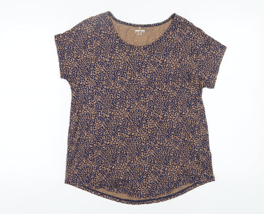 Lands' End Women's Brown Animal Print T-Shirt M