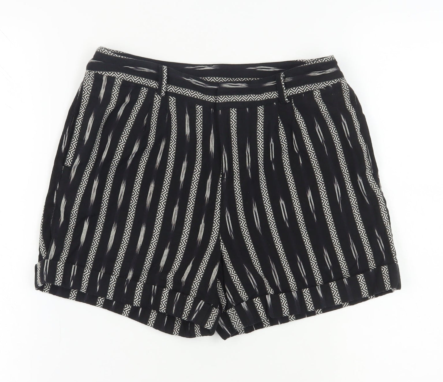 White Stuff Women's Black Striped Chino Shorts - Size 8