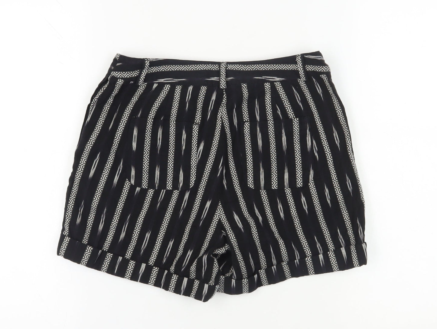 White Stuff Women's Black Striped Chino Shorts - Size 8