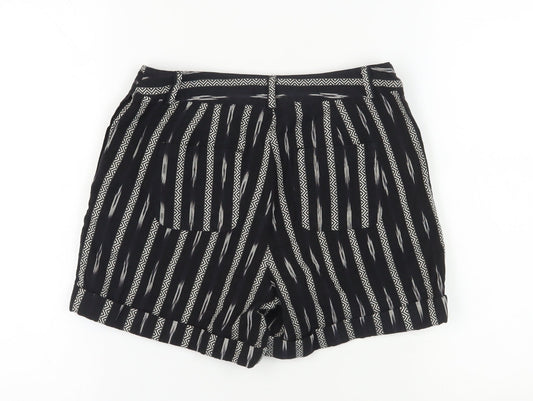 White Stuff Women's Black Striped Chino Shorts - Size 8