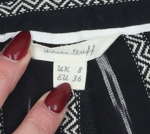 White Stuff Women's Black Striped Chino Shorts - Size 8