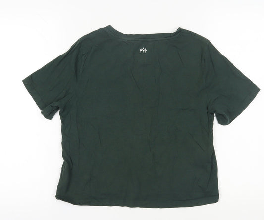 Jack Wills Womens Green T-Shirt, Size 10, Embroidered Crew Neck